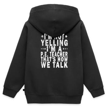 Ich schreie nicht, ich bin ein Sportlehrer, so ist das - Kinder Premium Organic Zip Hoodie - Schwarz - Hinten - AI Model Kid Male (0cm)