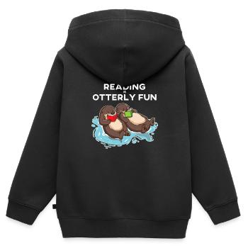 Seeotter Buchlesegeschenk, für Bücherwurmlehrer - Kinder Premium Organic Zip Hoodie - Schwarz - Hinten - AI Model Kid Male (0cm)