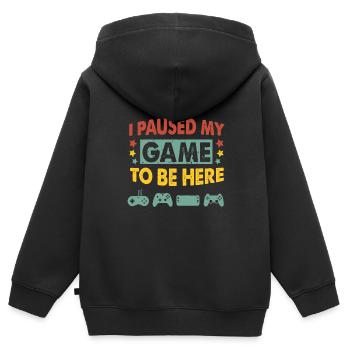 I Paused My Game To Be Here Mens Boys - Kids Premium Organic Zip-up Hoodie - black - Back - AI Model Kid Male (0cm)