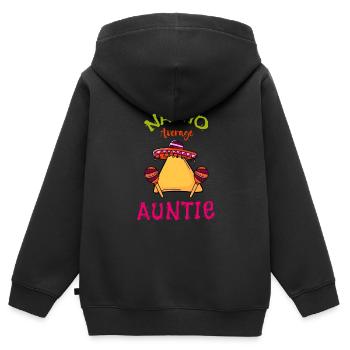 Nacho Tante Moyenne Cinco de Mayo mexicain - Sweat Premium à capuche zippé enfant bio - noir - Dos - AI Model Kid Male (0cm)