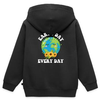Cool Earth Day Sunflower Citation Jour de la Terre tous les jours - Sweat Premium à capuche zippé enfant bio - noir - Dos - AI Model Kid Male (0cm)