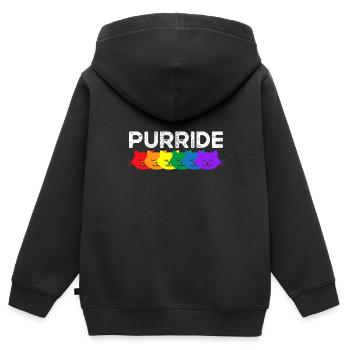 Purride Cat Lover Pride Month Schwulenrechte Regenbogen - Kinder Premium Organic Zip Hoodie - Schwarz - Hinten - AI Model Kid Male (0cm)