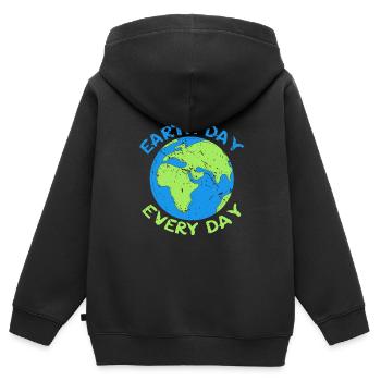 Anniversaire de la planète Jour de la Terre Jour de la Terre Tous les jours - Sweat Premium à capuche zippé enfant bio - noir - Dos - AI Model Kid Male (0cm)