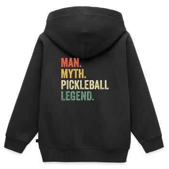 Mens Pickleball Funny Man Myth Legend Father's Day - Kids Premium Organic Zip-up Hoodie - black - Back - AI Model Kid Male (0cm)