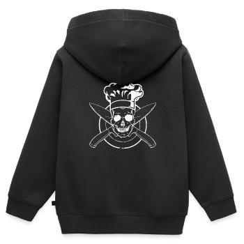 Skull Chef’s Hat Cuisson BBQ Grillades - Sweat Premium à capuche zippé enfant bio - noir - Dos - AI Model Kid Male (0cm)