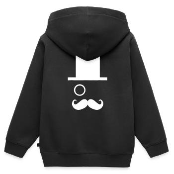 Chapeau haut de forme vintage avec lentille oculaire Monocle - Sweat Premium à capuche zippé enfant bio - noir - Dos - AI Model Kid Male (0cm)