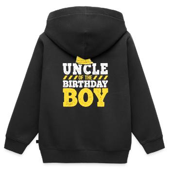 Onkel des Geburtstagskindes Bau Geburtstag - Kinder Premium Organic Zip Hoodie - Schwarz - Hinten - AI Model Kid Male (0cm)