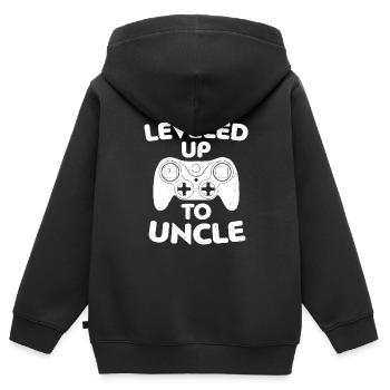 Mens Leveled Up To Uncle - Future Uncle Gift - Sweat Premium à capuche zippé enfant bio - noir - Dos - AI Model Kid Male (0cm)