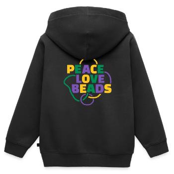 Mardi Gras Frieden Liebesperlen - Kinder Premium Organic Zip Hoodie - Schwarz - Hinten - AI Model Kid Male (0cm)
