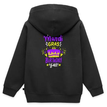 Anniversaire Mardi Gras Party Cadeau - Sweat Premium à capuche zippé enfant bio - noir - Dos - AI Model Kid Male (0cm)