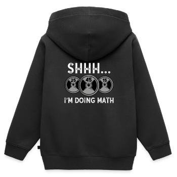 Pssst, ich mache Mathe Fitnessstudio Fitness Mathe - Kinder Premium Organic Zip Hoodie - Schwarz - Hinten - AI Model Kid Male (0cm)