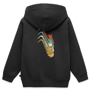 Saxophonist Saxophonist Saxophon I Vintage Saxophon - Kinder Premium Organic Zip Hoodie - Schwarz - Hinten - AI Model Kid Male (0cm)