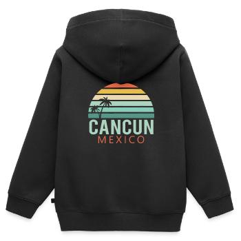 Cancun Mexique 2019 Souvenir - Sweat Premium à capuche zippé enfant bio - noir - Dos - AI Model Kid Male (0cm)