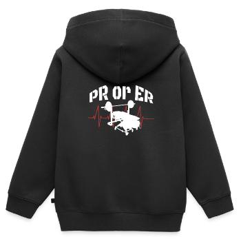 PR Ou Er Haltérophilie Musculation Fitness Gym - Sweat Premium à capuche zippé enfant bio - noir - Dos - AI Model Kid Male (0cm)