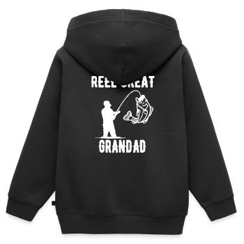Rolle Urgroßvater Angelliebhaber Geschenk - Kinder Premium Organic Zip Hoodie - Schwarz - Hinten - AI Model Kid Male (0cm)