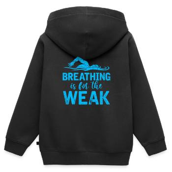 La respiration drôle du nageur est pour les sports faibles - Sweat Premium à capuche zippé enfant bio - noir - Dos - AI Model Kid Male (0cm)