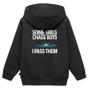 Drôle de cadeau de natation pour les filles femmes de natation - Sweat Premium à capuche zippé enfant bio - noir - Dos - AI Model Kid Male (0cm)