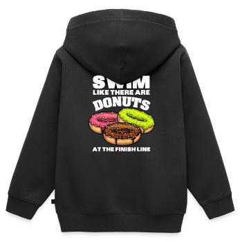 Funny Swimming Donut Design Men Women Swimmer - Kids Premium Organic Zip-up Hoodie - black - Back - AI Model Kid Male (0cm)