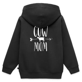 Kuh Mama Lustiger Bauer Geschenk - Kinder Premium Organic Zip Hoodie - Schwarz - Hinten - AI Model Kid Male (0cm)