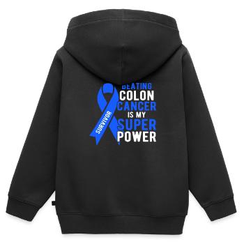 Colon Cancer Awareness Survivor - Kids Premium Organic Zip-up Hoodie - black - Back - AI Model Kid Male (0cm)