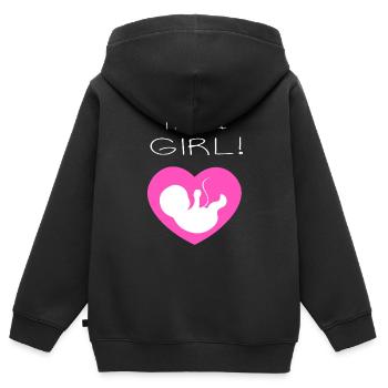 Its a girl thanksgiving Christmas - Kids Premium Organic Zip-up Hoodie - black - Back - AI Model Kid Male (0cm)