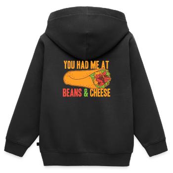 Burrito Haricots Et Fromage Cool Mexicain Taco Alimentaire - Sweat Premium à capuche zippé enfant bio - noir - Dos - AI Model Kid Male (0cm)