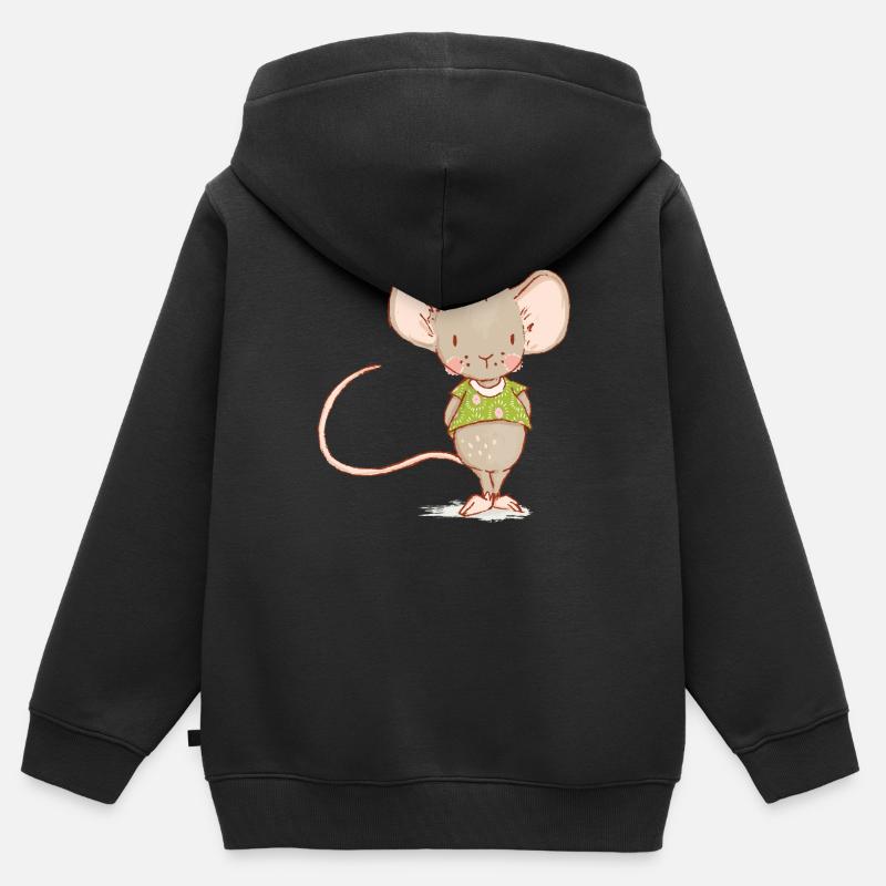 souris - Sweat Premium à capuche zippé enfant bio - noir