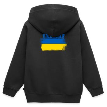 Ukraine Vintage Flagge Fahne Land Herkunft - Kinder Premium Organic Zip Hoodie - Schwarz - Hinten - AI Model Kid Male (0cm)
