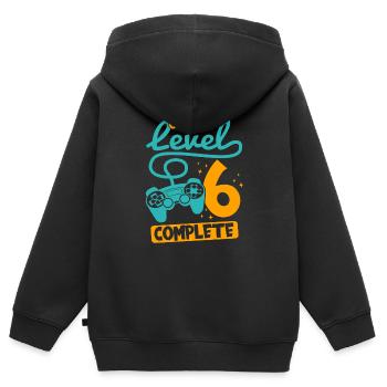 6th Birthday Level 6 Complete 6 Years Gift - Kids Premium Organic Zip-up Hoodie - black - Back - AI Model Kid Male (0cm)