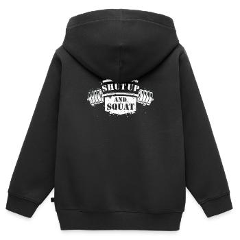 Shut Up and Squat Bodybuilding - Kinder Premium Organic Zip Hoodie - Schwarz - Hinten - AI Model Kid Male (0cm)