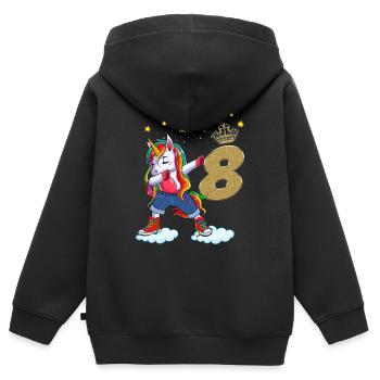 Mädchen Einhorn Geschenk Geburtstag 8 Jahre - Kinder Premium Organic Zip Hoodie - Schwarz - Hinten - AI Model Kid Male (0cm)