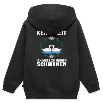 Schwan "Schwanzeit" Schwäne verliebt Schwanpaar - Kinder Premium Organic Zip Hoodie - Schwarz - Hinten - AI Model Kid Male (0cm)