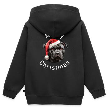 Weihnachtlicher Cane Corso mit Nikolausmütze - Kinder Premium Organic Zip Hoodie - Schwarz - Hinten - AI Model Kid Male (0cm)