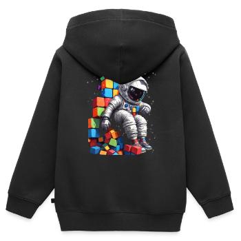Space Astronaut Vintage Child Boy Girl - Kids Premium Organic Zip-up Hoodie - black - Back - AI Model Kid Male (0cm)