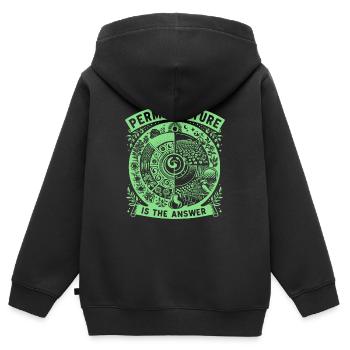 Permaculture Is The Answer - Kids Premium Organic Zip-up Hoodie - black - Back - AI Model Kid Male (0cm)