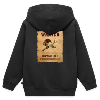 WANTED POSTER PAPIER CARGOL CATALA - Sweat Premium à capuche zippé enfant bio - noir - Dos - AI Model Kid Male (0cm)