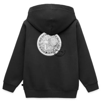 Timbre de Nouvelle-Zélande - Sweat Premium à capuche zippé enfant bio - noir - Dos - AI Model Kid Male (0cm)