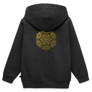 Mandala - Sweat Premium à capuche zippé enfant bio - noir - Dos - AI Model Kid Male (0cm)