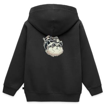 steampunk Cat - Sweat Premium à capuche zippé enfant bio - noir - Dos - AI Model Kid Male (0cm)
