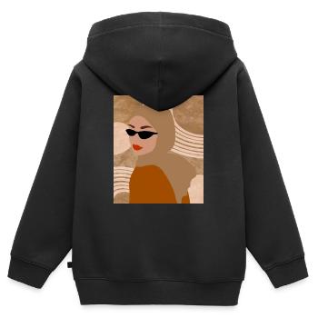 Hijab Frau Retro Abstrakt - Kinder Premium Organic Zip Hoodie - Schwarz - Hinten - AI Model Kid Male (0cm)