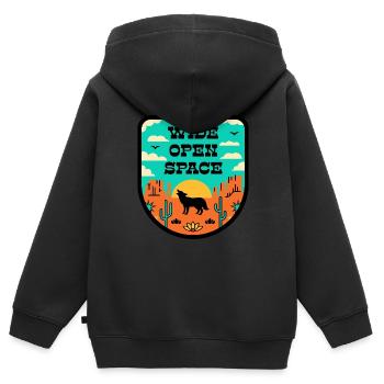 Désert dans un style rétro - Sweat Premium à capuche zippé enfant bio - noir - Dos - AI Model Kid Male (0cm)