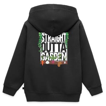 Direkt aus meinem Garten - Kinder Premium Organic Zip Hoodie - Schwarz - Hinten - AI Model Kid Male (0cm)