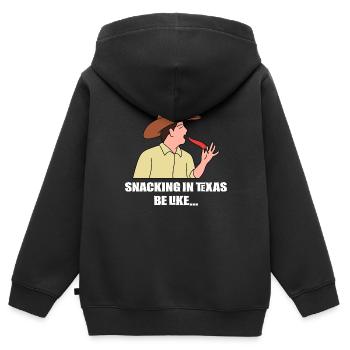 Snacks in Texas Design für stolze Texaner - Kinder Premium Organic Zip Hoodie - Schwarz - Hinten - AI Model Kid Male (0cm)