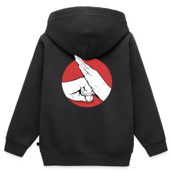 Kung Fu - Kinder Premium Organic Zip Hoodie - Schwarz - Hinten - AI Model Kid Male (0cm)