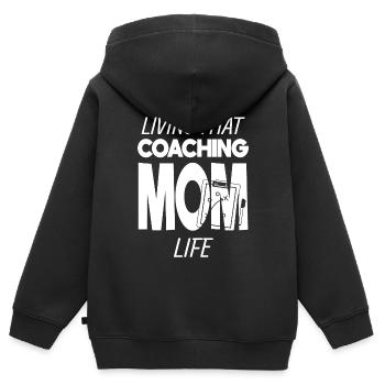 Vivre cela Coaching Maman Life Mama Coach Trainer - Sweat Premium à capuche zippé enfant bio - noir - Dos - AI Model Kid Male (0cm)