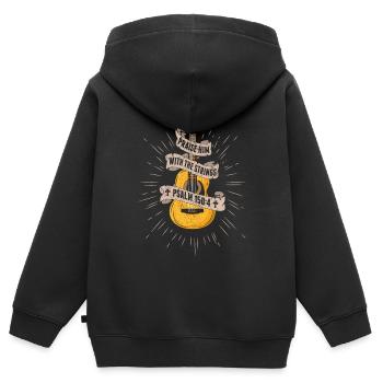Praise Him With The Strings Jesus Akustikgitarre - Kinder Premium Organic Zip Hoodie - Schwarz - Hinten - AI Model Kid Male (0cm)