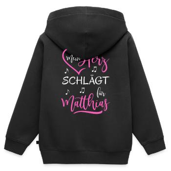 Mein Herz schlägt für Matthias - Kinder Premium Organic Zip Hoodie - Schwarz - Hinten - AI Model Kid Male (0cm)