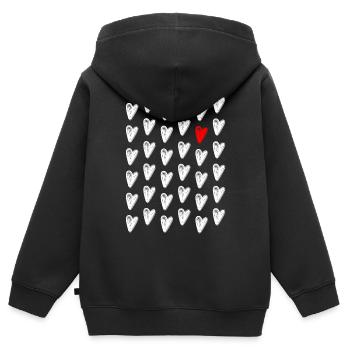 Liebe dich Herzen - Kinder Premium Organic Zip Hoodie - Schwarz - Hinten - AI Model Kid Male (0cm)
