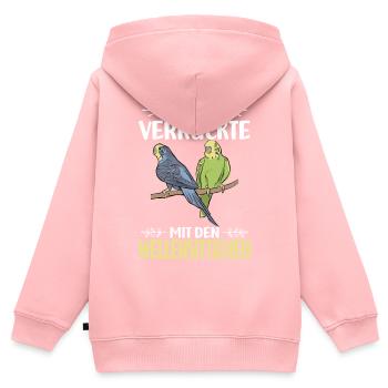 Perruche ondulée - Sweat Premium à capuche zippé enfant bio - rose - Dos - AI Model Kid Female (0cm)