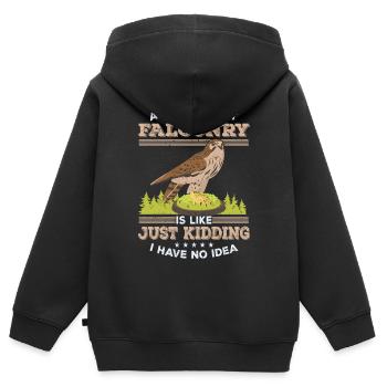 Fauconnerie - Sweat Premium à capuche zippé enfant bio - noir - Dos - AI Model Kid Male (0cm)